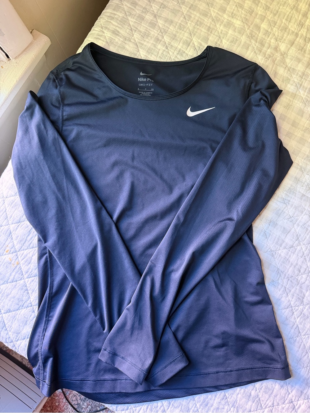 Nike Long Sleeve Dri-FIT Top - Dark Blue with White Swoosh